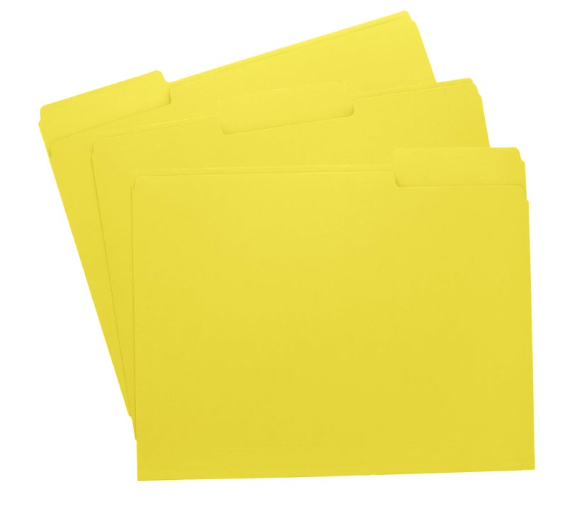 ACTIVITYYA Yellow File Folders  1/3-Cut Tabs  Letter Size  12-Pack - Durable Office Filing Folders for Documents  Papers  and Organization - Image 1